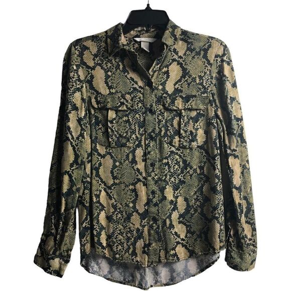 H&M Snakeskin Print Button Down Top - Picture 2 of 10